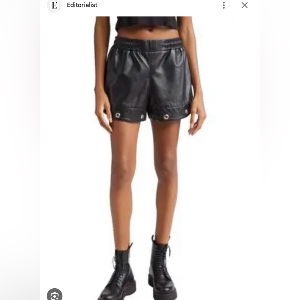 R13 Black Leather Shorts with Trapunto Stitching